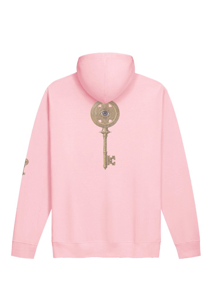 The Gatekeeper’s Key – Light Pink Reverse Edition (Back + Left Sleeve Print) | Unisex Midweight Hoodie product image (2)