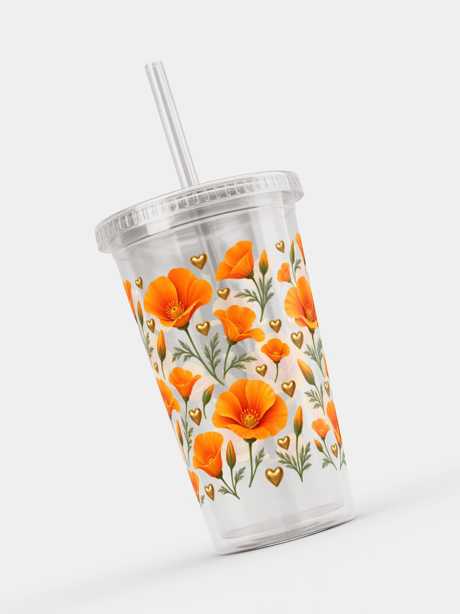 California Poppy Clear Dual Wall Tumbler 16 Oz (473 ml) product image (8)
