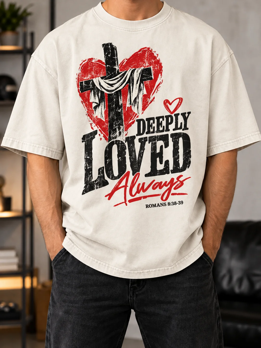 Deeply Loved Always PNG | Christian Cross Design | Romans 8:38-39 product image (6)