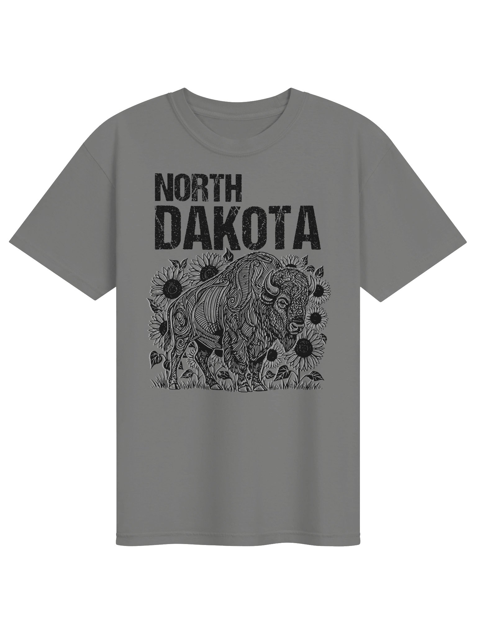 North Dakota Bison Sunflower T-Shirt | Vintage Prairie State Pride Tee product image (2)