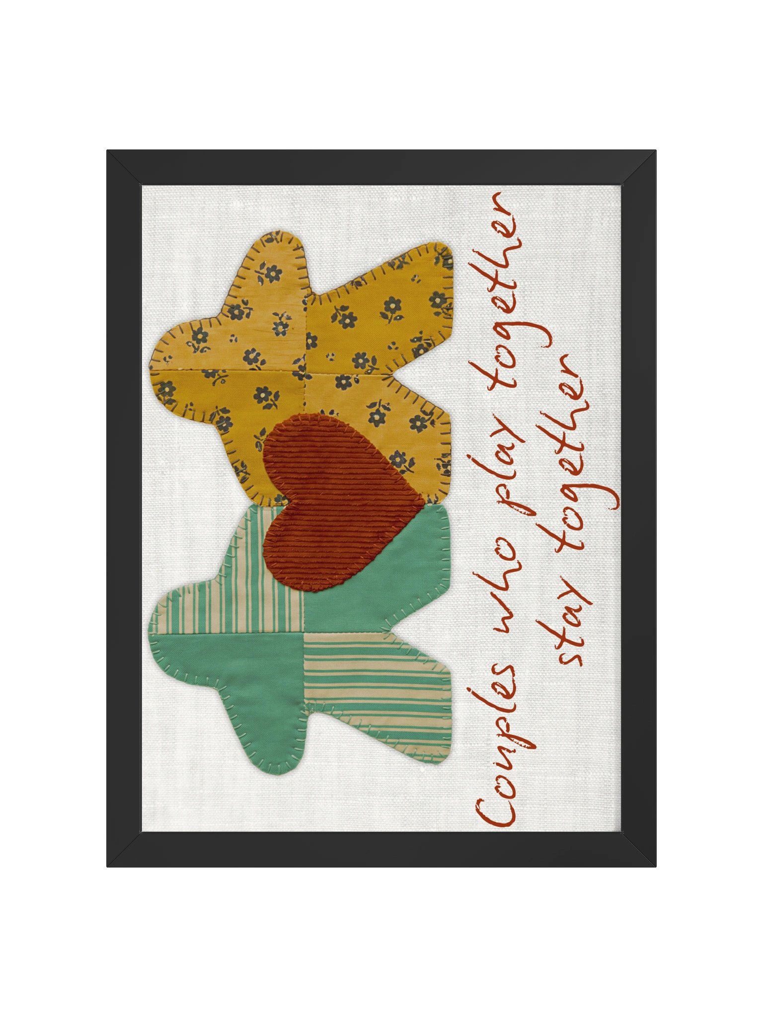 Patchwork Quilt Meeple Couple Board Game Room Poster - FRAMED product image (1)