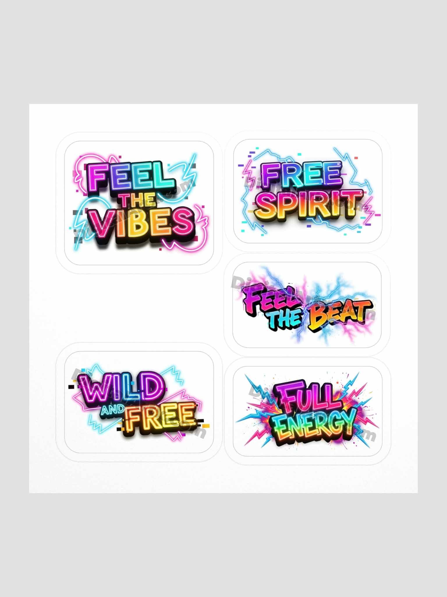 Neon Vibes Kiss Cut Sticker Pack Set product image (1)