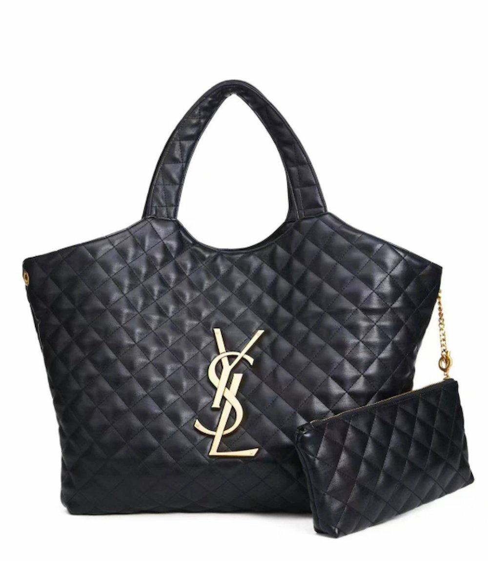 إيف سان لوران (YSL) - حقيبة يد نسائية تصميم جلد مبطن فاخر بحجم كبير مع محفظة مرفقة - لون أسود (درجة أولى هاي كوالتي) product image (11)