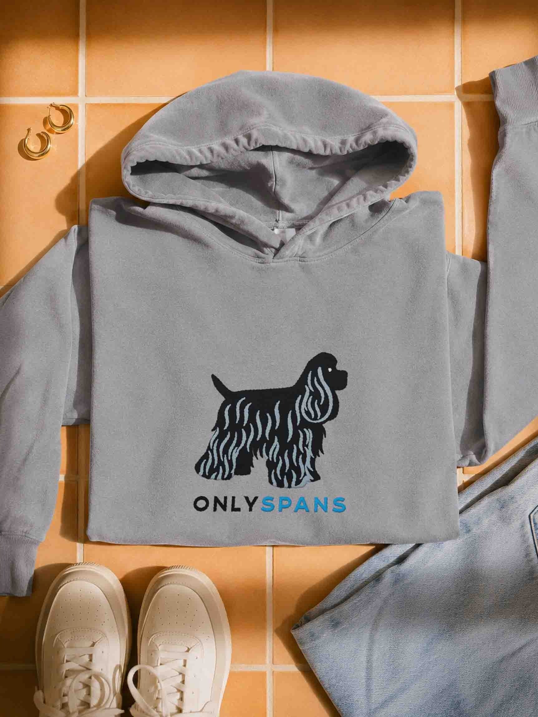 Only Spans Premium Hoodie (Embroidered) of an American Cocker Spaniel(Black) product image (1)