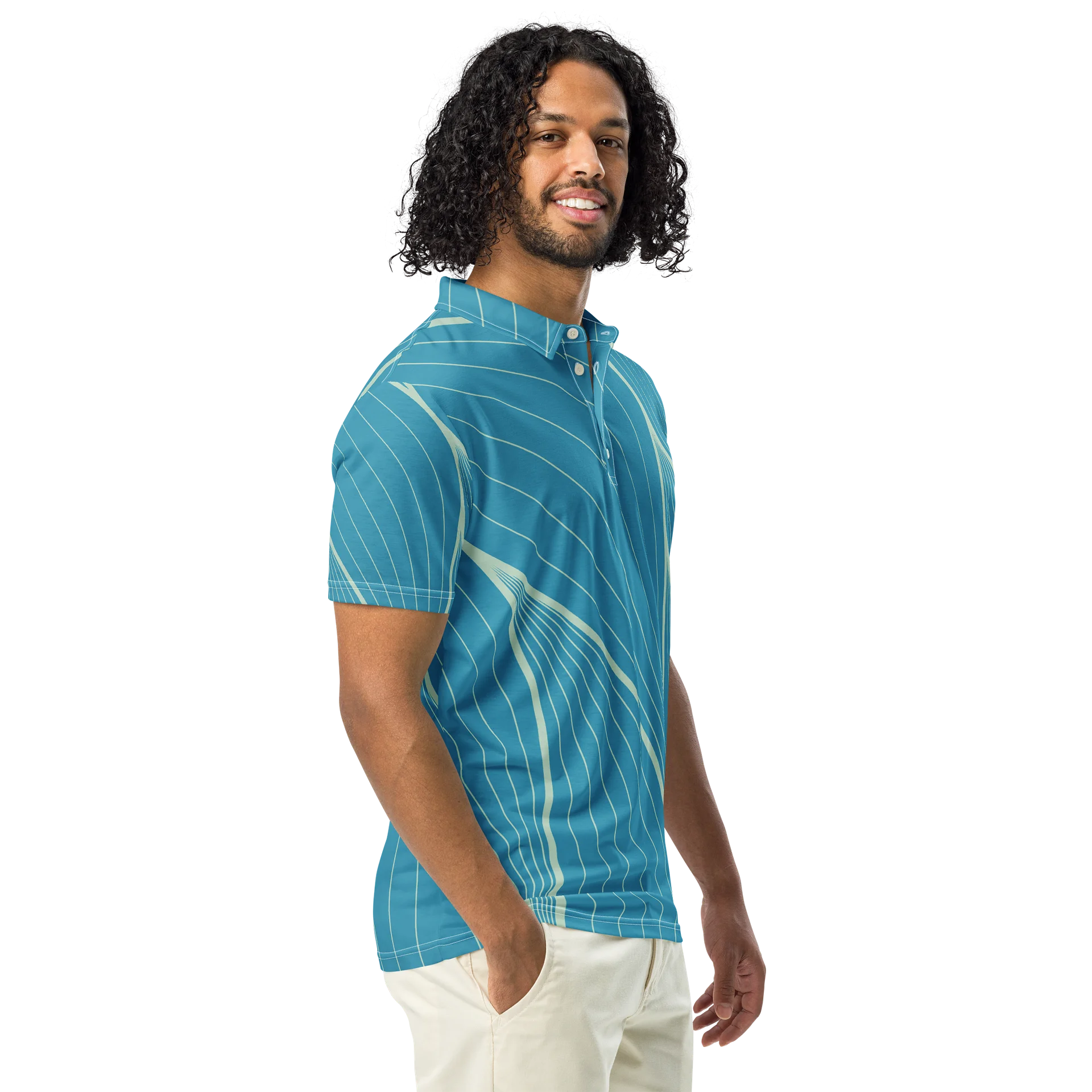 Blue Wave Abstract Slim Fit Polo product image (1)