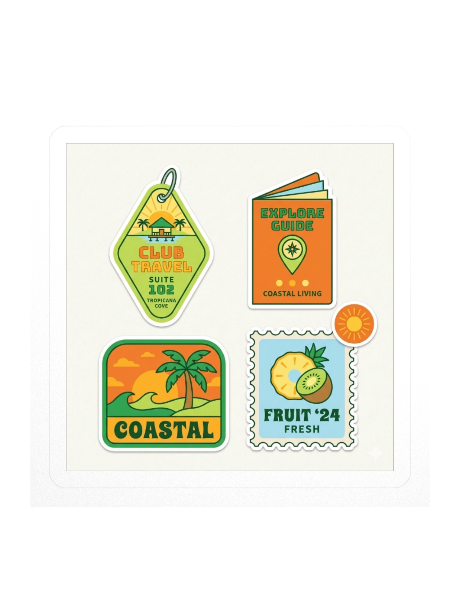The Coastal Living Sticker Sheet — Retro Tropical Travel Vinyl Decals product image (1)