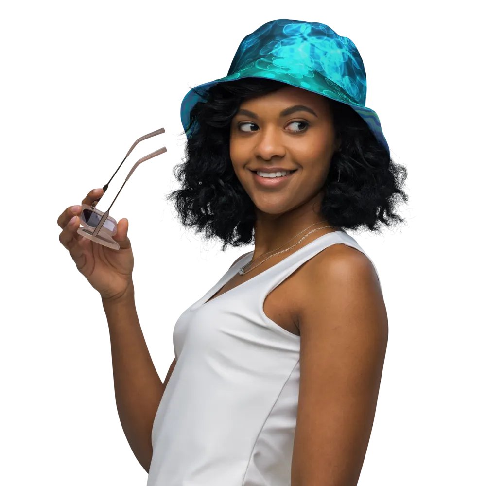 Blue Ocean Bokeh and Mermaid Stripe Bucket hat product image (7)