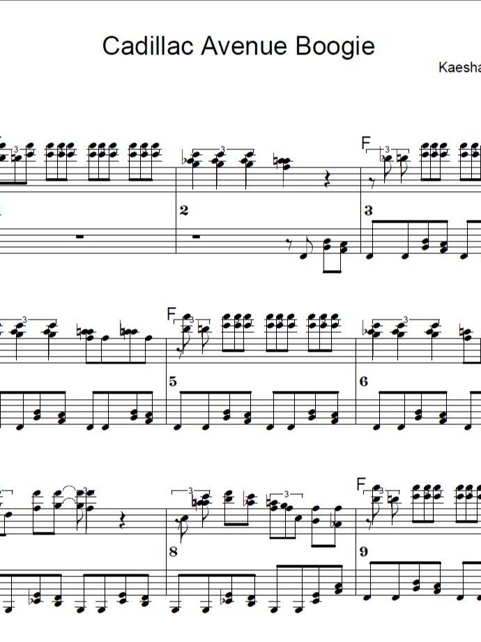 Cadillac Avenue Boogie - Blues piano - Piano sheet music product image (1)