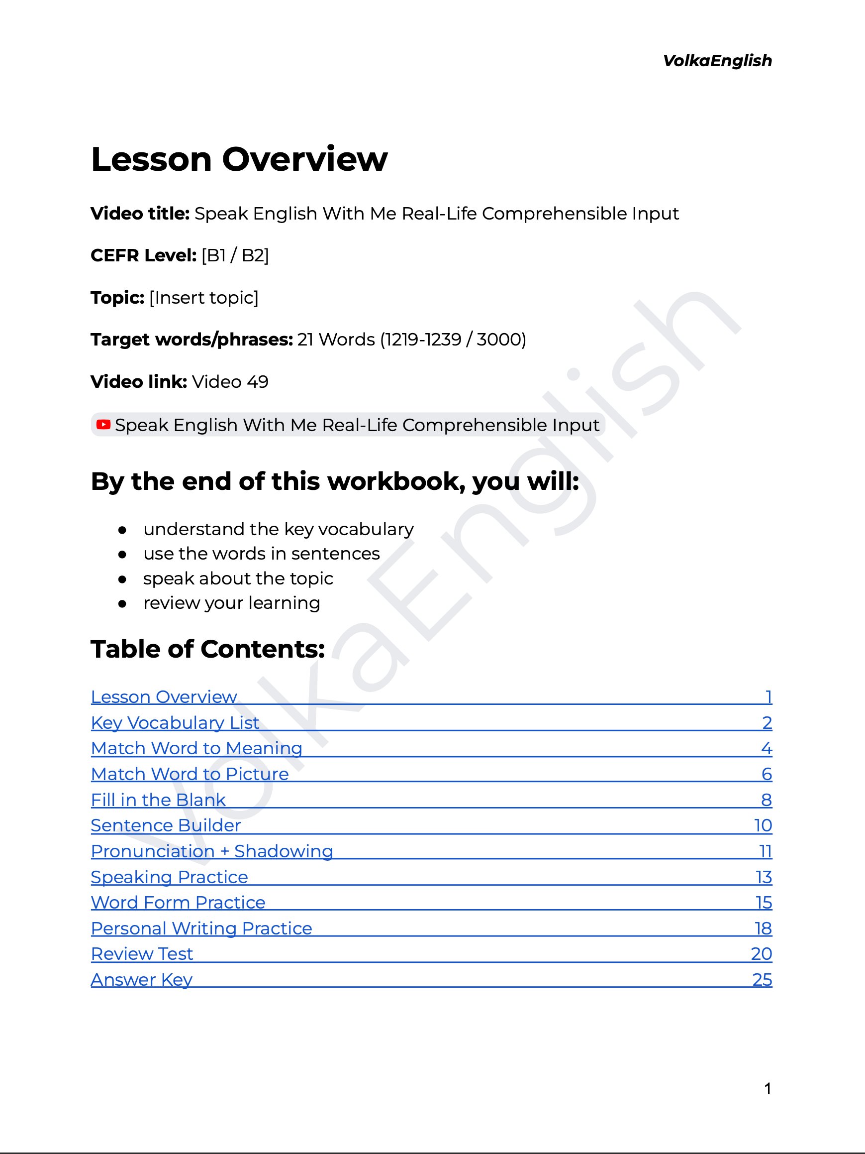 Speak English With Me Real-Life Comprehensible Input - Video 49 Study Pack product image (2)