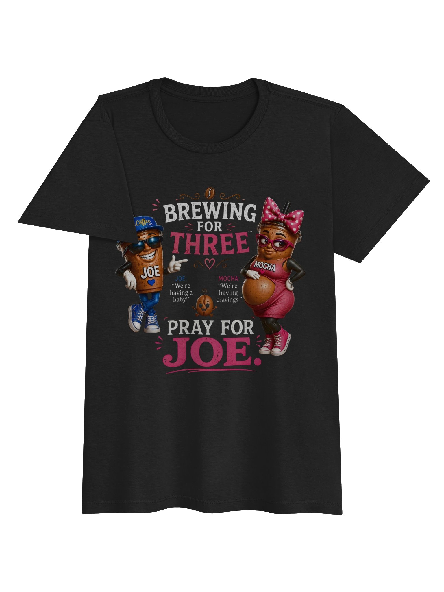 Brewing For Three™ – Pray For Joe | Funny Pregnancy Coffee Lover Women's Softstyle T-Shirt product image (3)