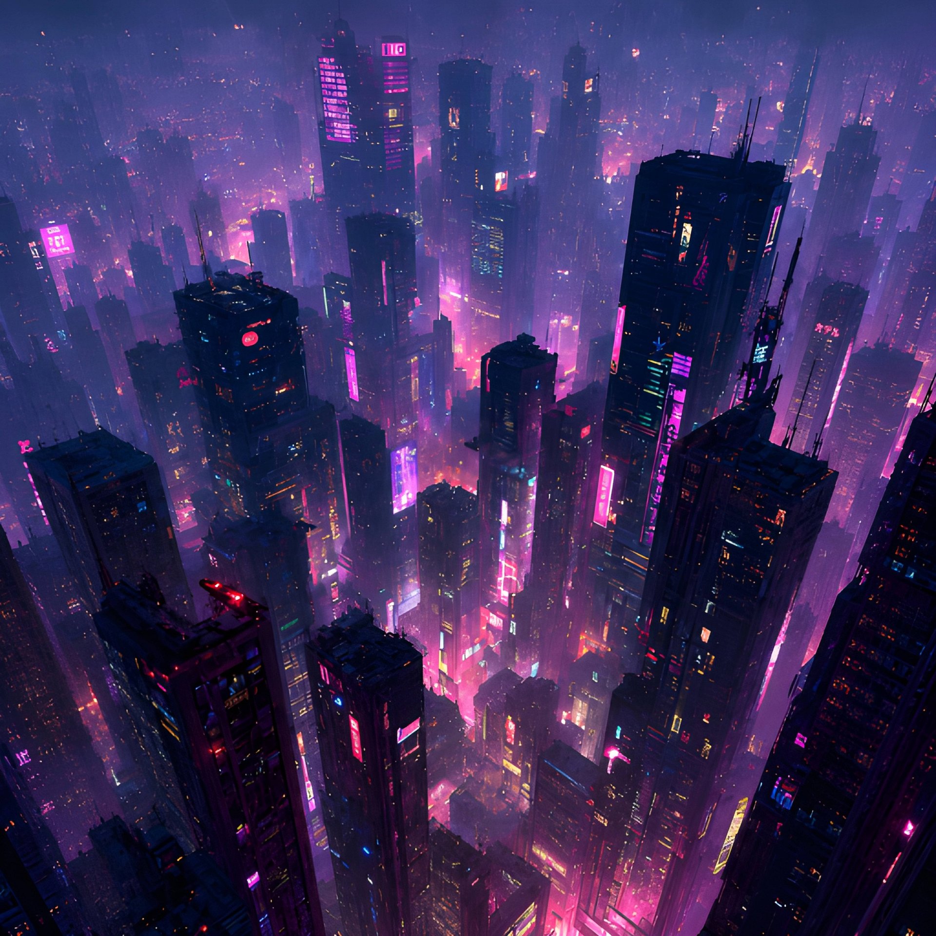 Neon Pink Cyberpunk City Poster 10x10 | Futuristic Gamer Tech Office Decor & Digital Art Gift product image (2)