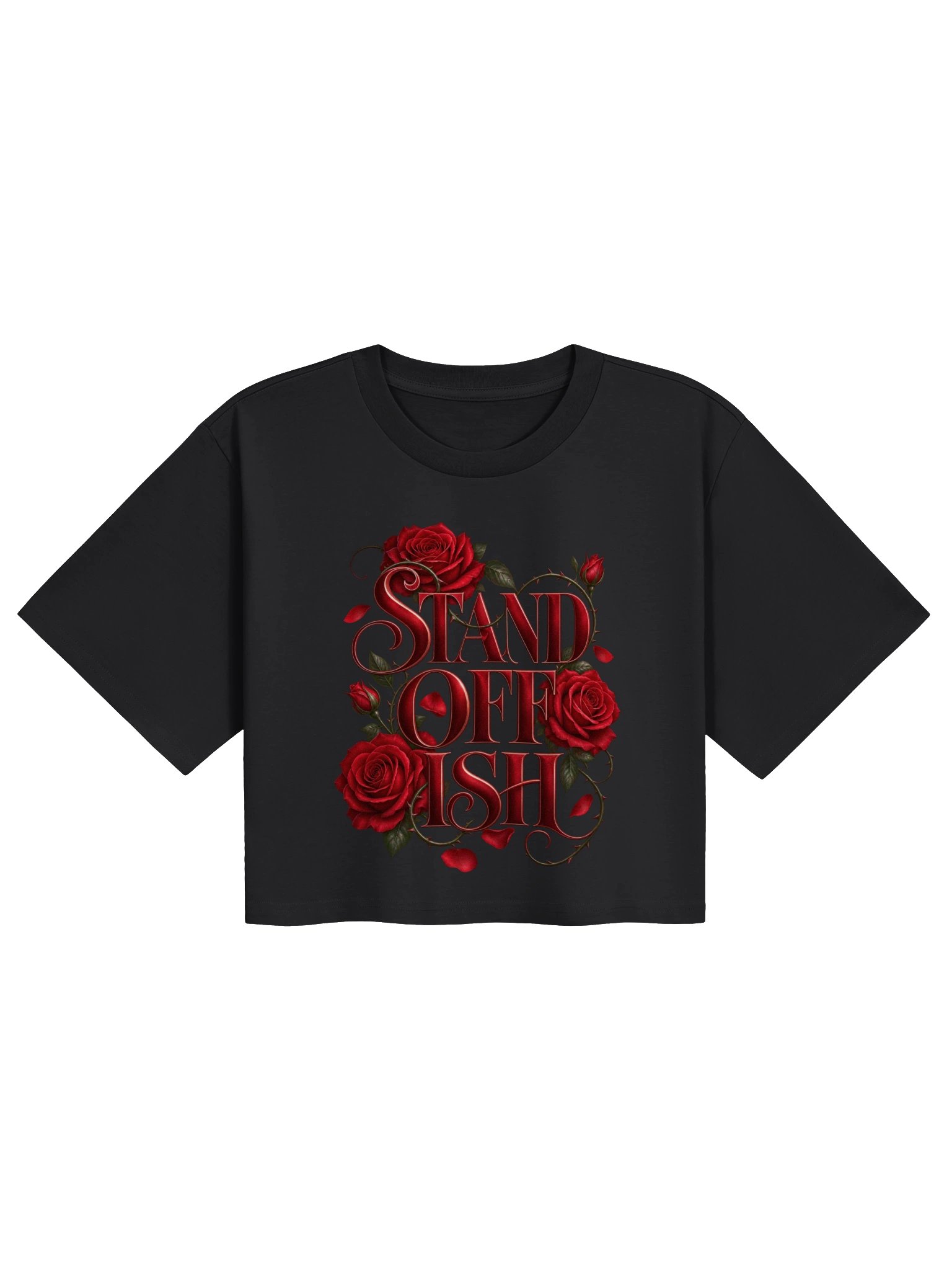 Stand Off Ish — Soft Petals, Sharp Boundaries Crop Tee - Black product image (3)