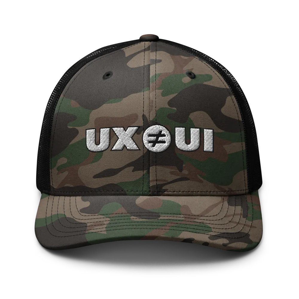 UX ≠ UI Camo Trucker Hat product image (1)