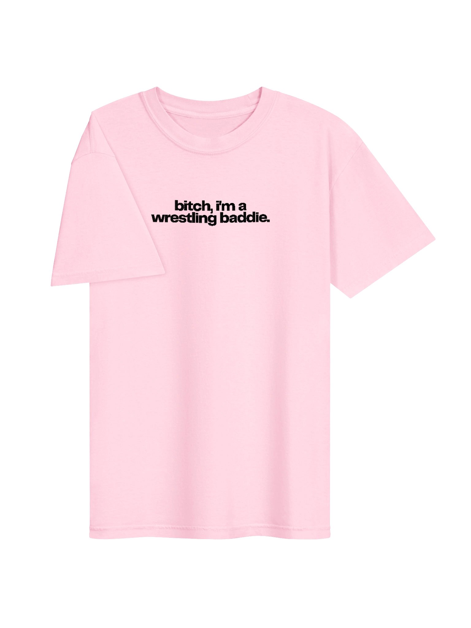 bitch, i'm a wrestling baddie embroidered short sleeved t-shirt (black font) product image (31)