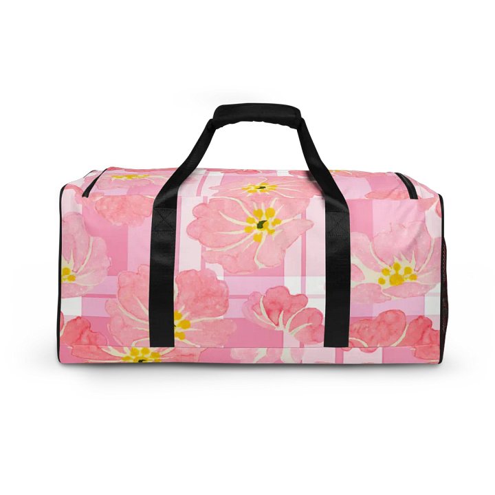 Pink Hibiscus Gingham Duffle Bag product image (2)