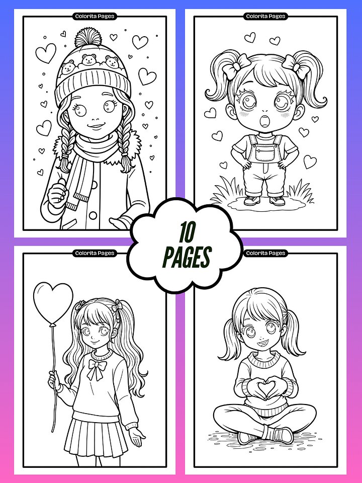Cute Girls - Coloring Pages product image (1)