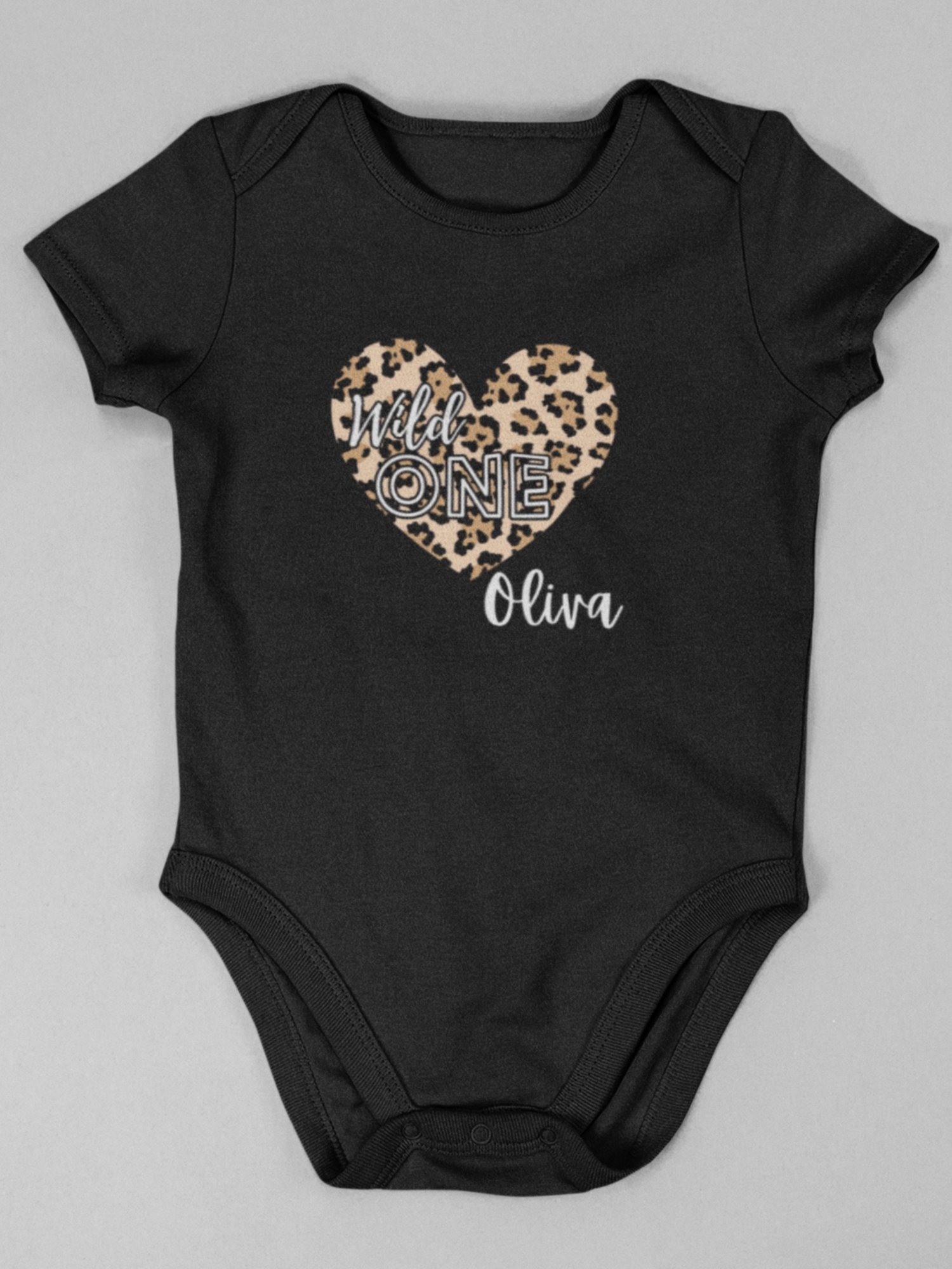 Wild One Leopard Print Birthday Onesie - Personalized 1st Birthday Outfit for Baby Girl - Wild ONE Theme Party product image (4)