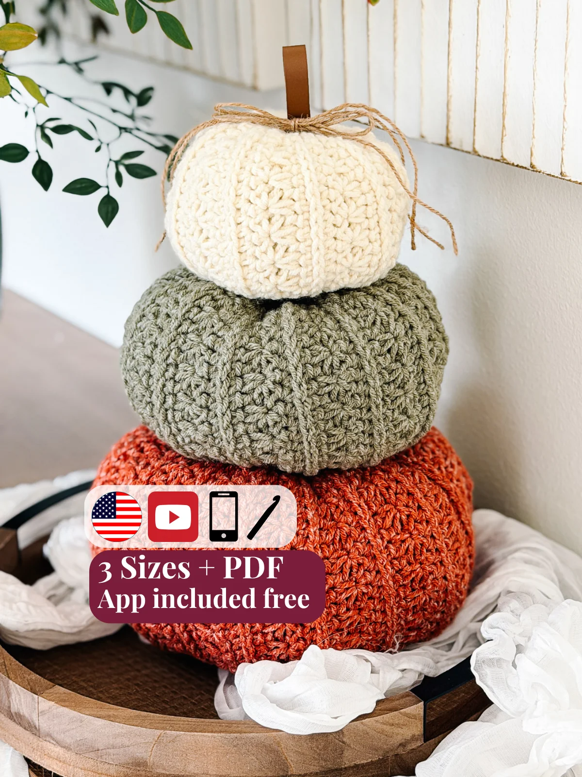 Petal Loop Stitch Crochet Pumpkin Trio Pattern product image (1)
