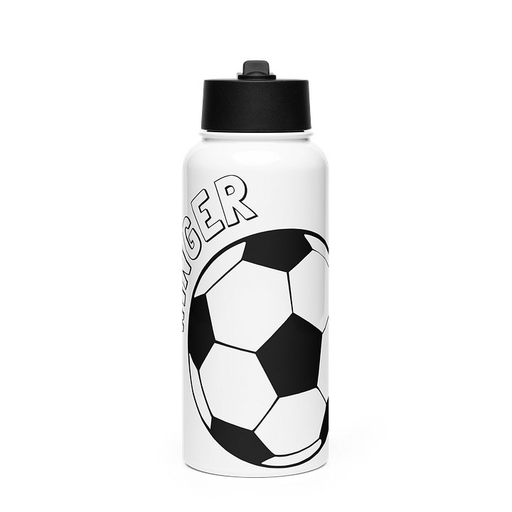WINGER Soccer Bottle — Bold Black & White 32oz Straw product image (1)