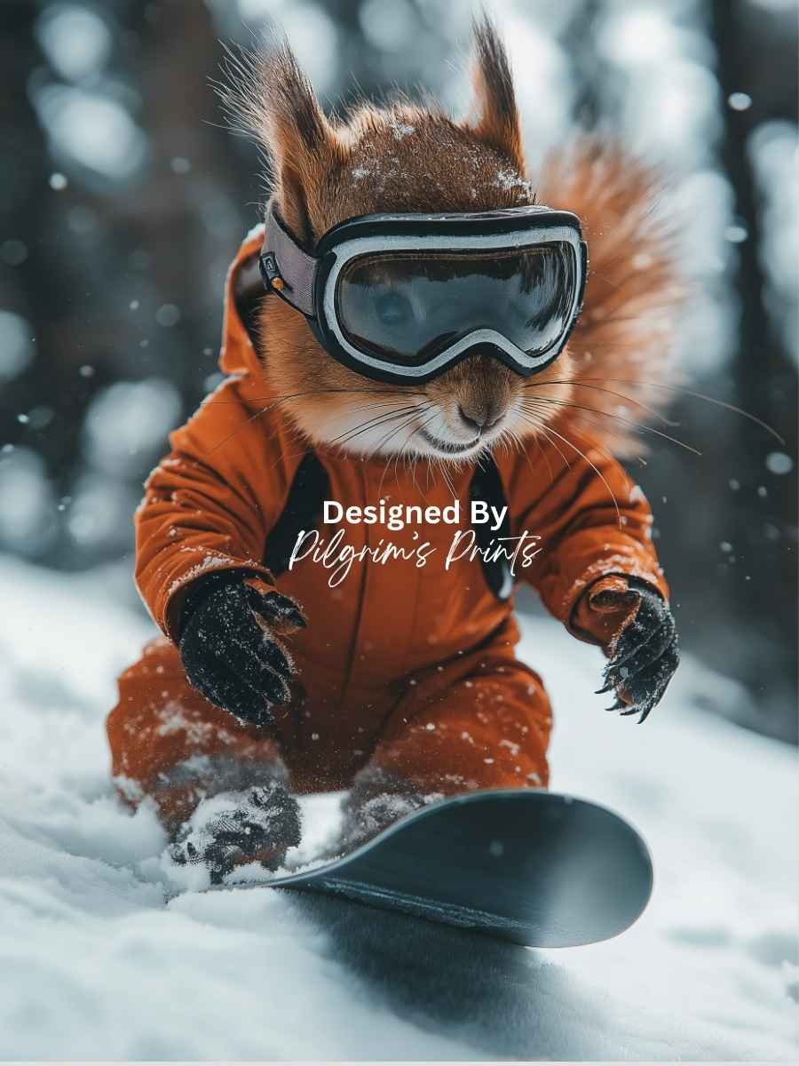 Snowboard Squirrel - 9x12 product image (1)