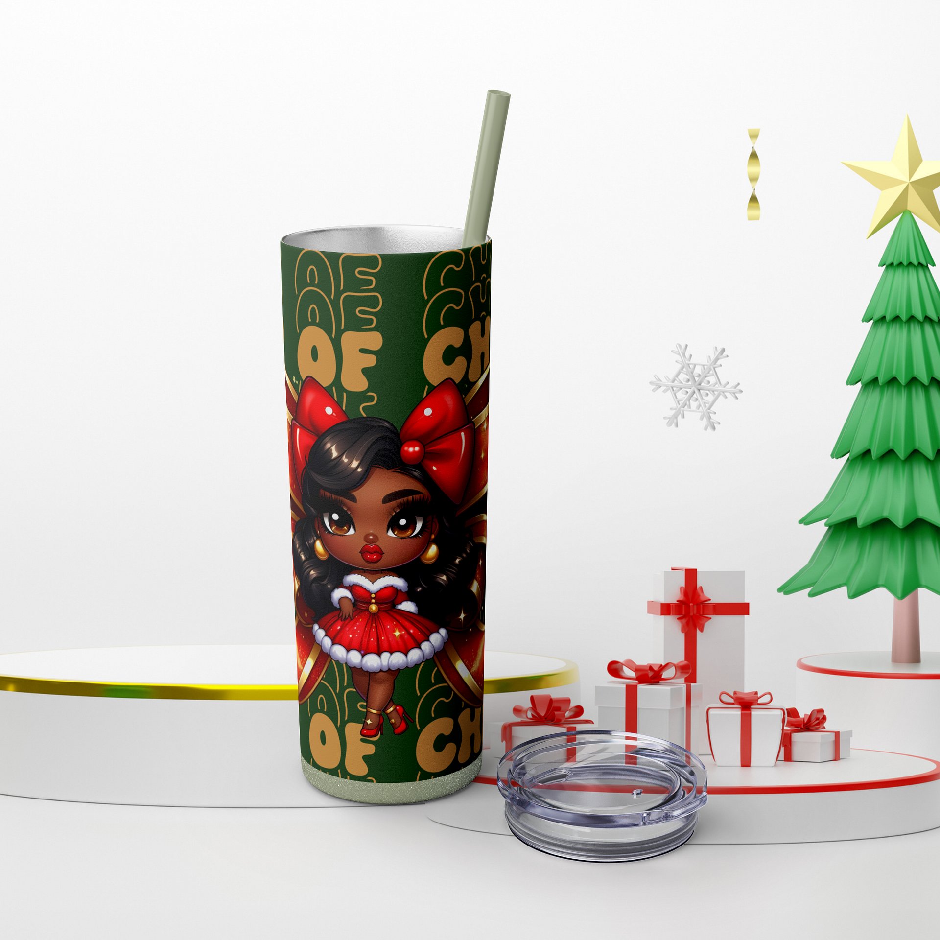 Christmas Tumbler Wrap Bundle • Chibi Holiday Girl PNG Set • Festive Sublimation Designs product image (6)