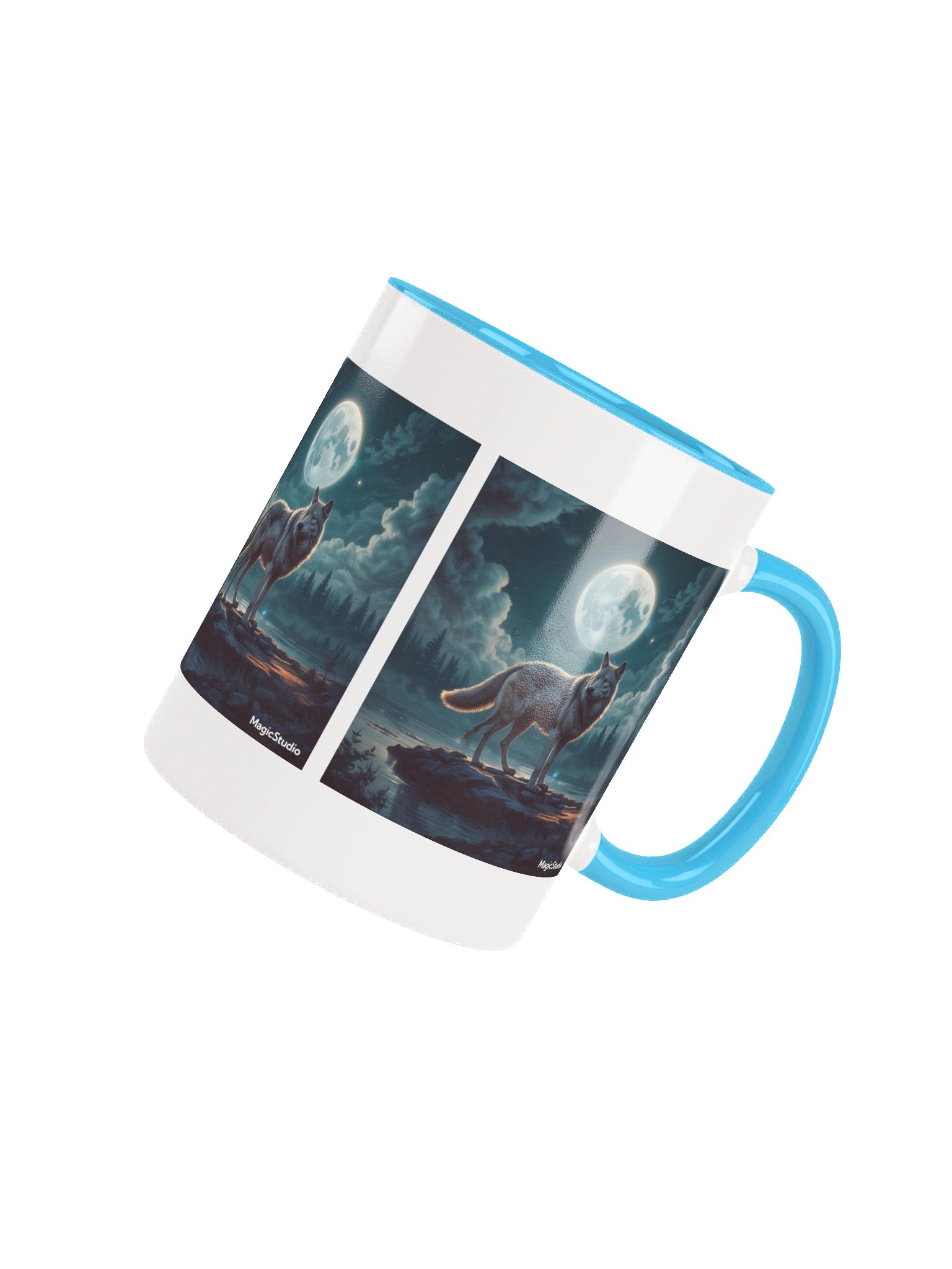 Moonlit Wolf Ceramic Mug product image (8)