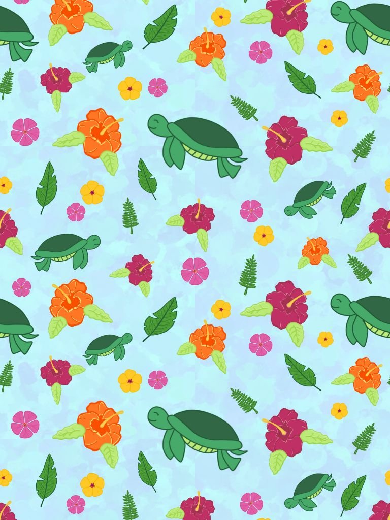 Tropical Turtle Pattern Digital Insert for Clear Kindle Cover product image (1)