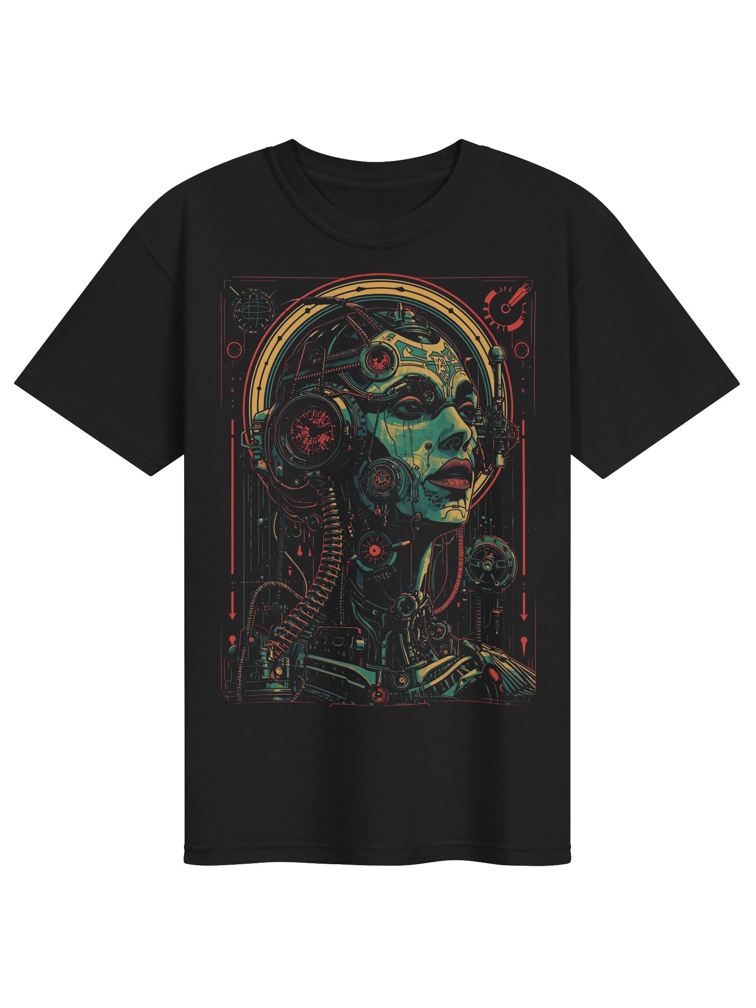 Neon Cybernetic Portrait Heavyweight T-shirt product image (1)