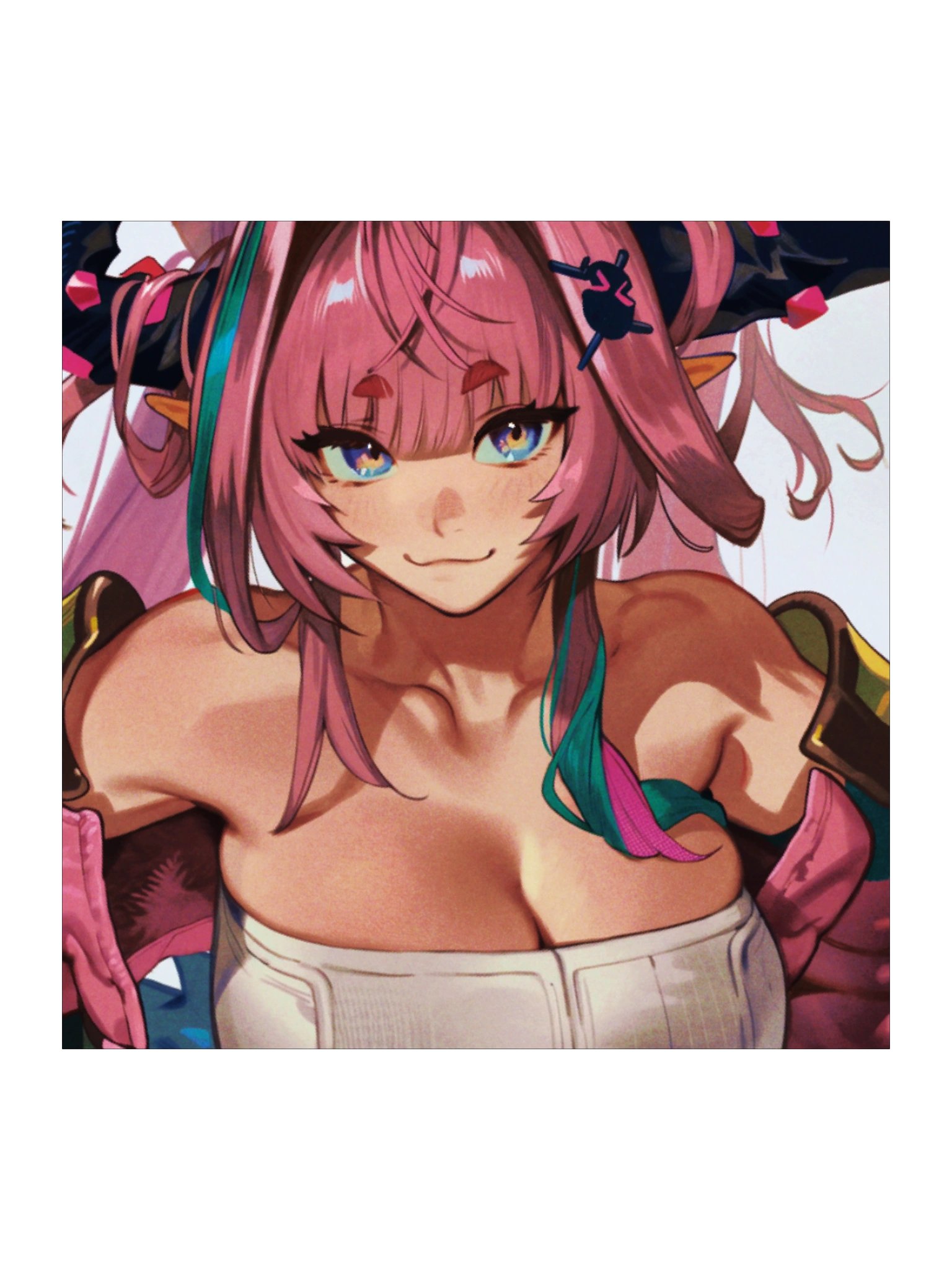 Pink Hair Horn Girl Square Sticker product image (1)