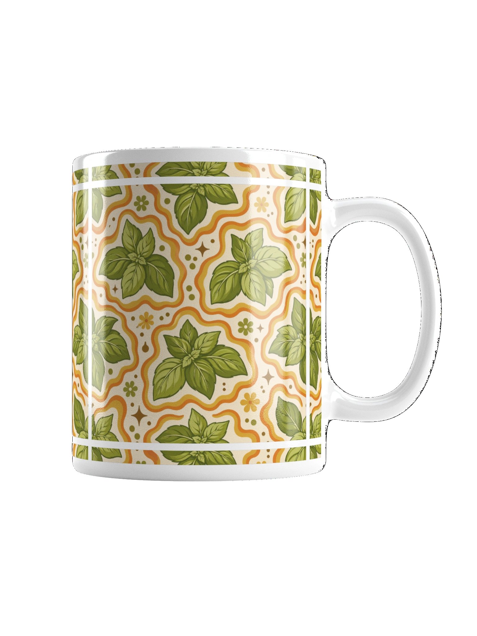 Retro Basil Leaf Pattern Ceramic Mug product image (3)