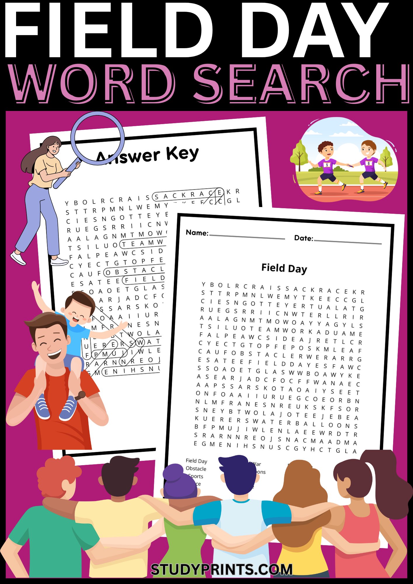 Field Day Word Search Puzzle Printable product image (1)