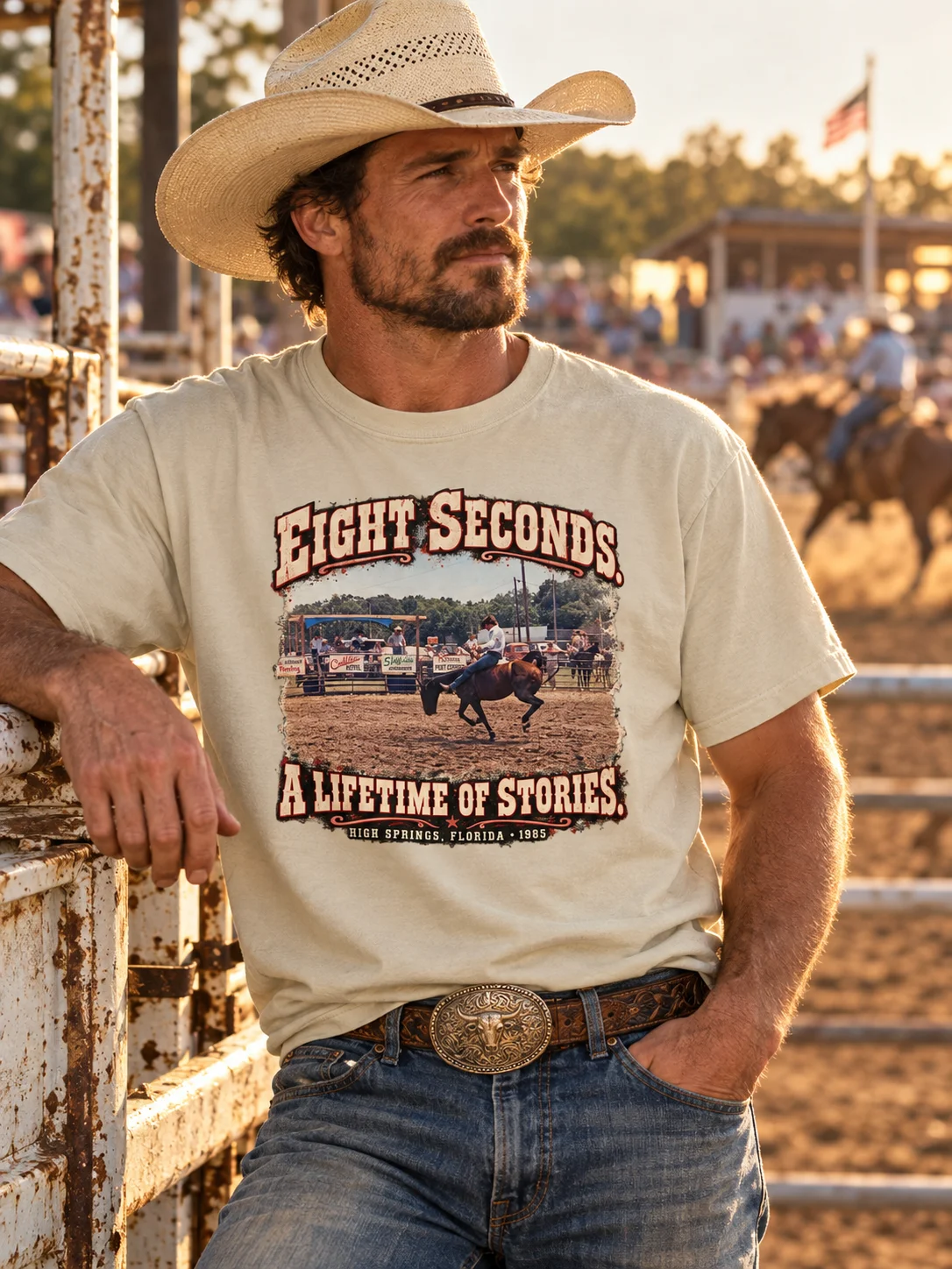 Vintage Bull Riding Shirt — Eight Seconds, A Lifetime of Stories | Broken Arena™ product image (1)