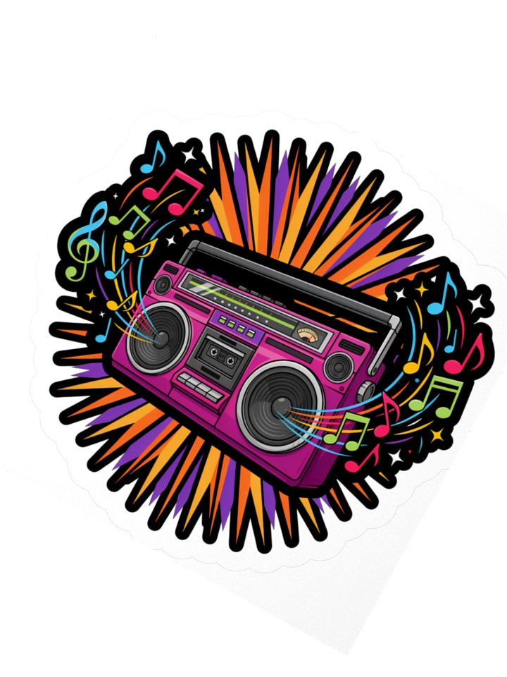Retro Boombox Kiss Cut Sticker product image (4)