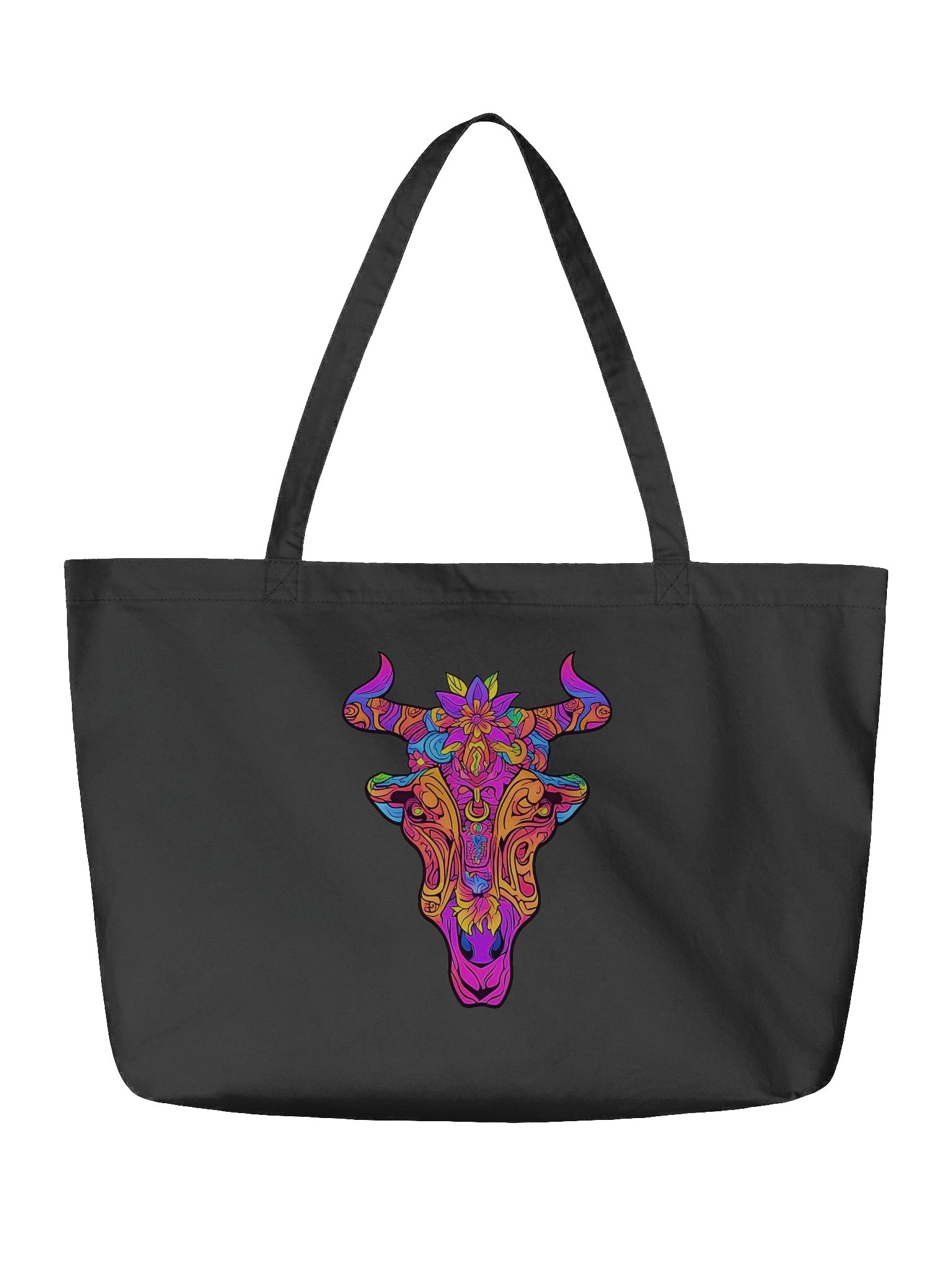 Neon Bull Skull - Eco-conscious Organic Cotton Tote product image (3)