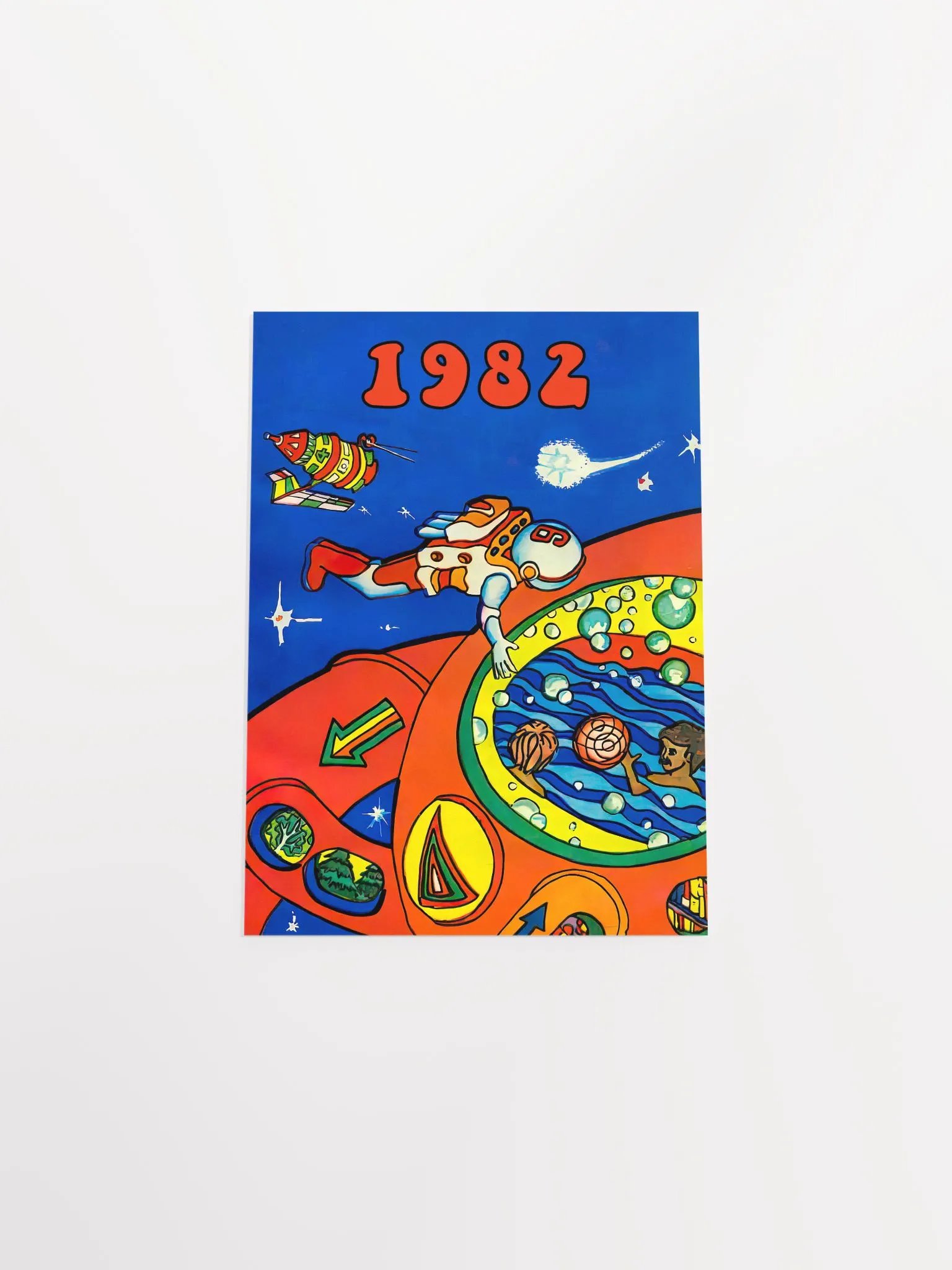 Soviet space, USSR 1982 — Soviet vintage space art poster, soviet poster, propaganda poster, soviet retro space, space wall art product image (9)