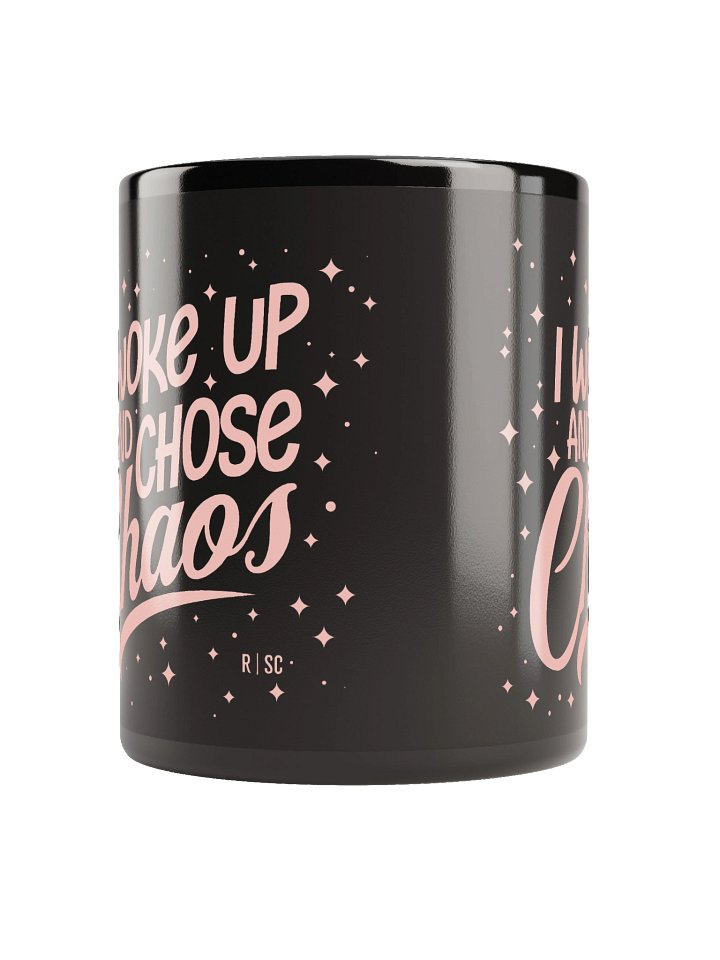 Woke Up and Chose Chaos Black Mug (Pink) product image (3)