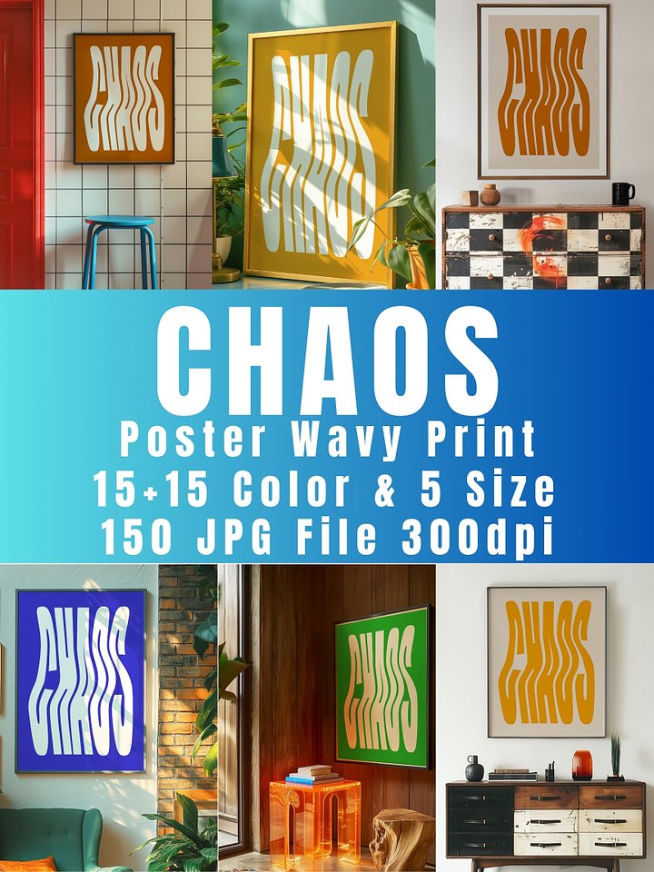 CHAOS Poster Wavy Print Large Printable Aesthetic Room Decor product image (1)