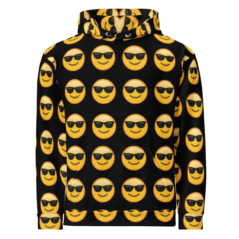 Cool Emoji - Black - All-Over Print Recycled Unisex Hoodie product image (1)