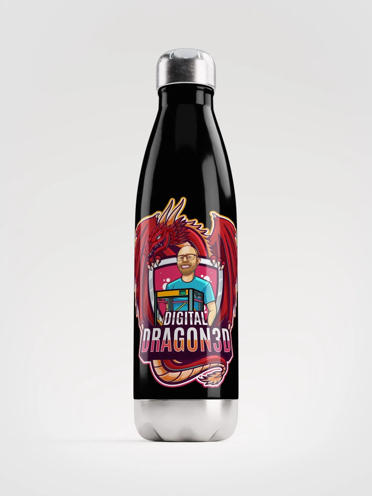 Digital Dragon 3D Water Bottle (Dark Mode) product image (1)