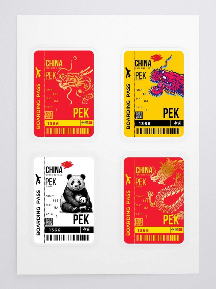 Chinese Boarding Pass Sticker Set product image (1)