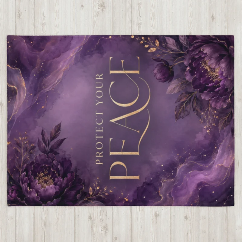Protect Your Peace Purple Floral Throw Blanket product image (10)