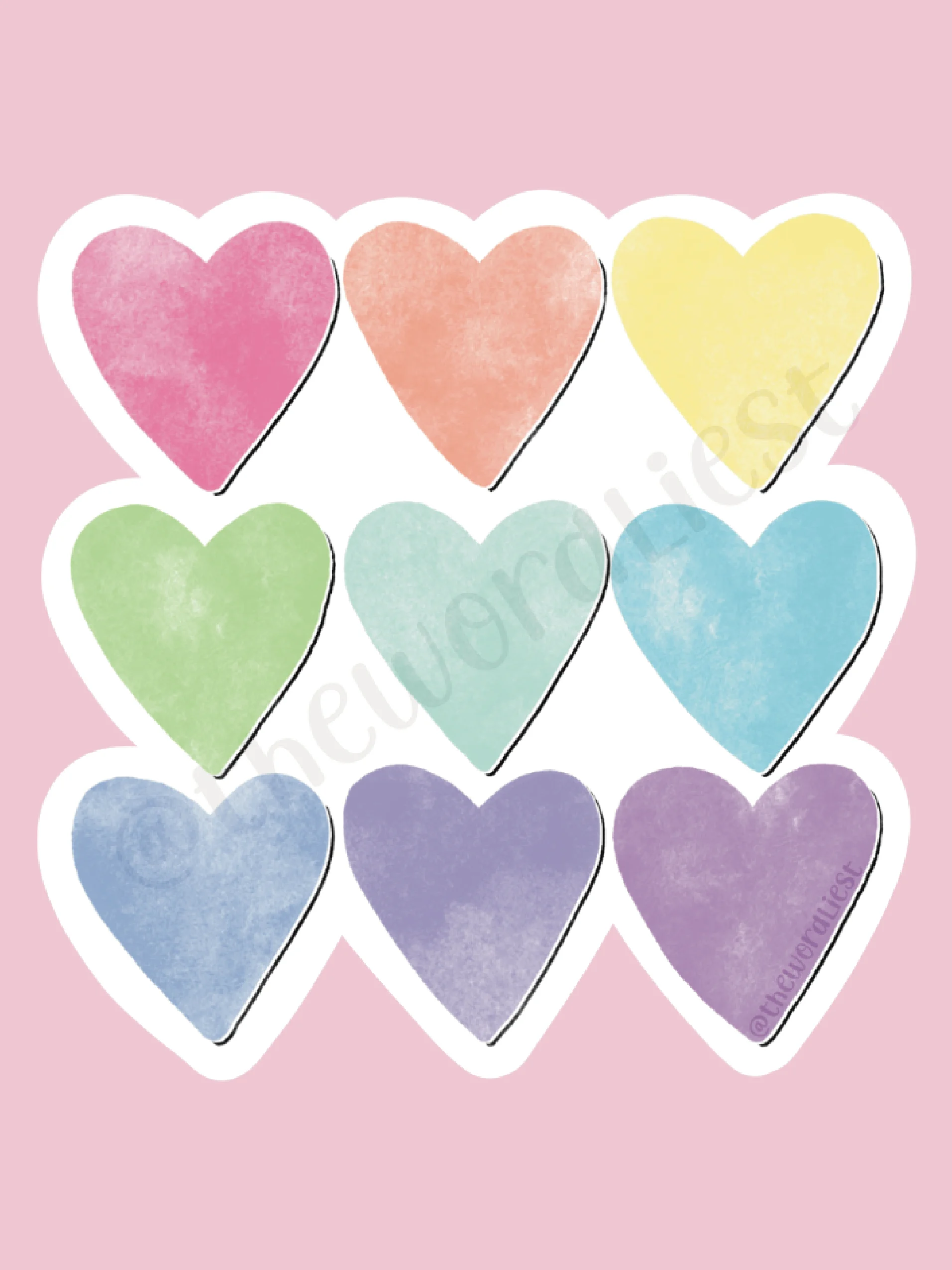 watercolor hearts vinyl sticker product image (1)
