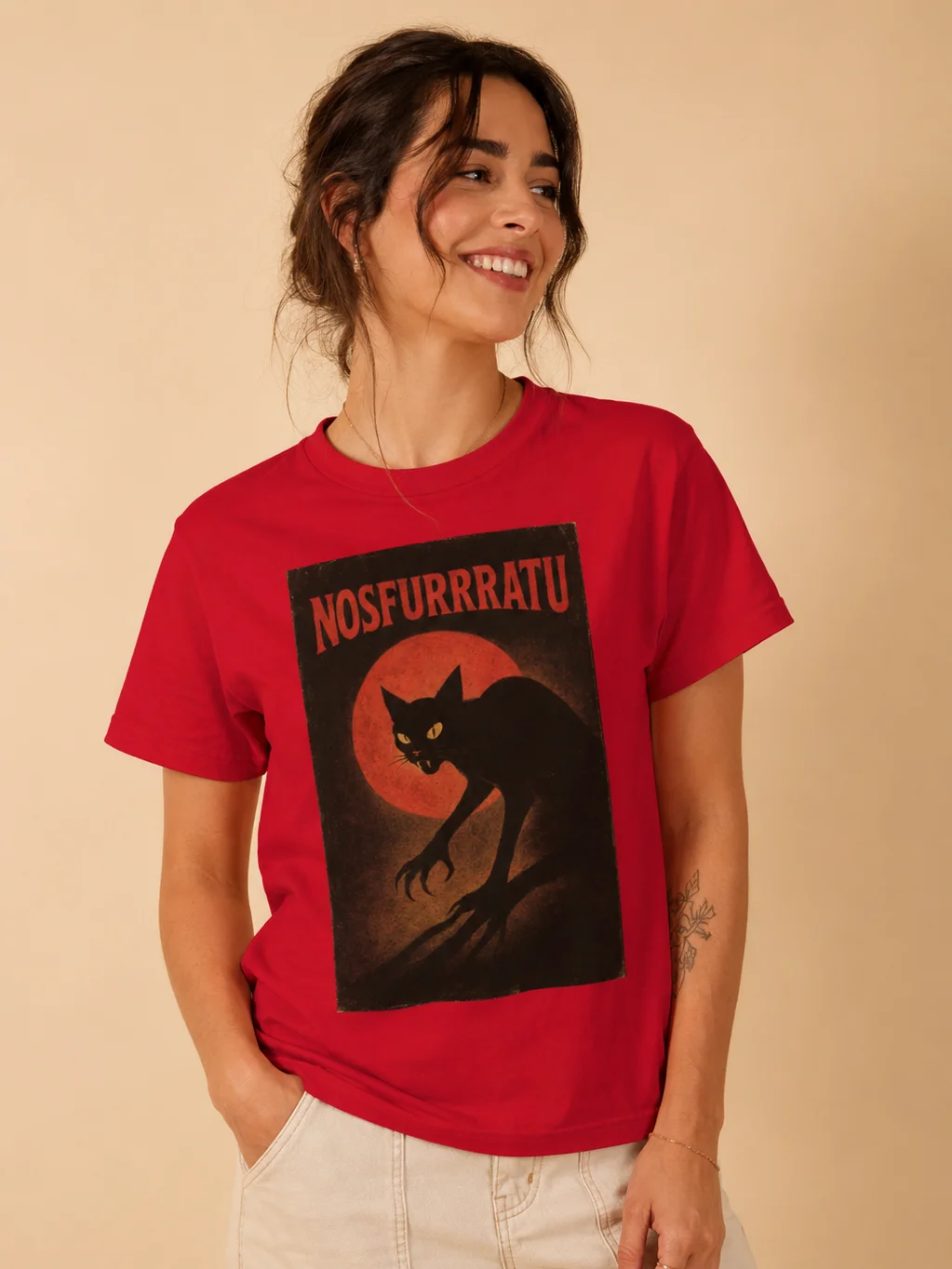 Nosfurrratu Vampire Cat T-Shirt – Gothic Black Cat Horror Tee for Halloween & Spooky Cat Lovers product image (1)