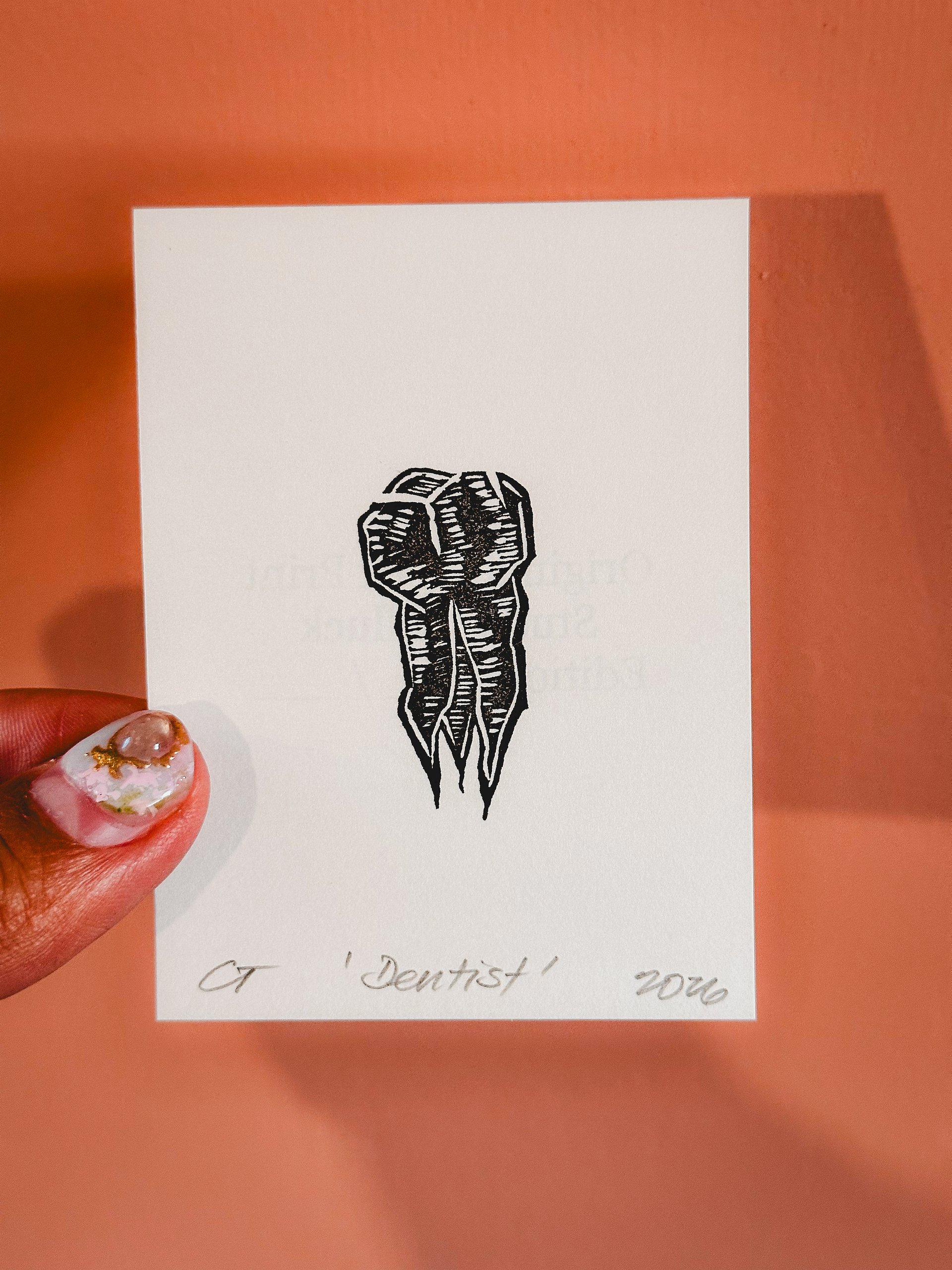 'Dentist' - Tooth Linocut ACEO product image (1)