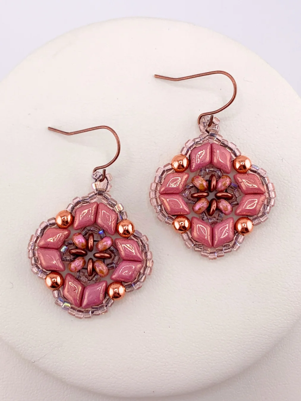 Pink and Copper GemDuo Beaded Earrings product image (2)