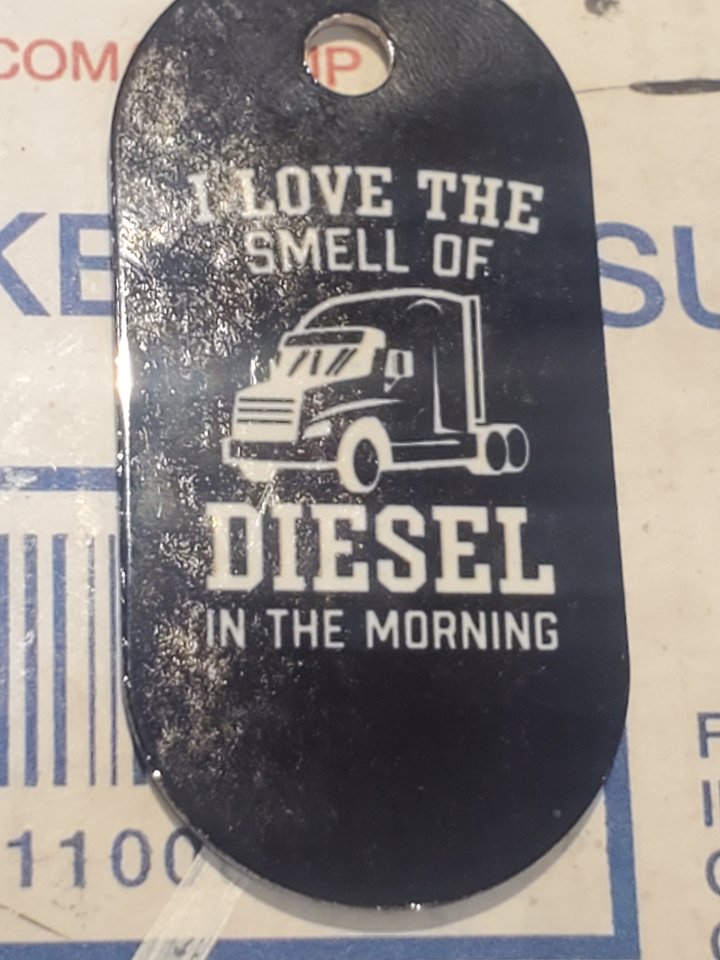 "I Love the Smell of Diesel in the Morning" Dog Tag Keychain/Necklace product image (1)