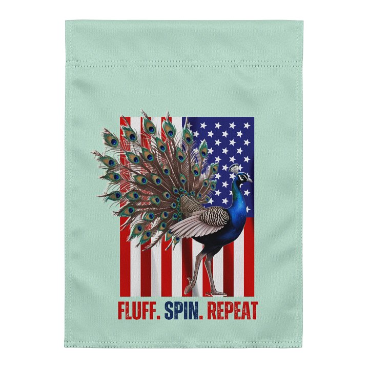 Fluff. spin. repeat. garden flag product image (2)