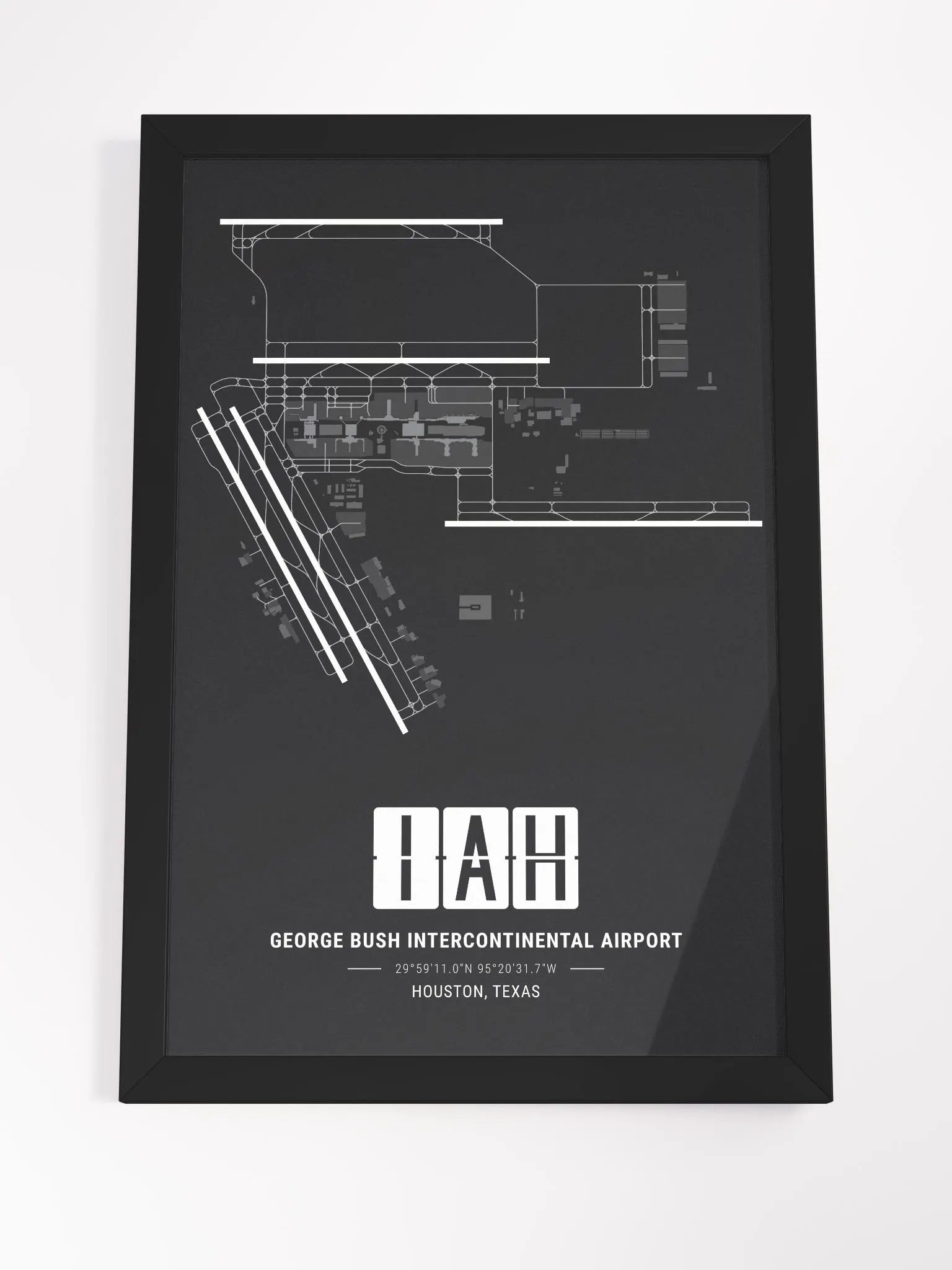 Framed Airport IAH Premium Map On Matt Paper product image (4)