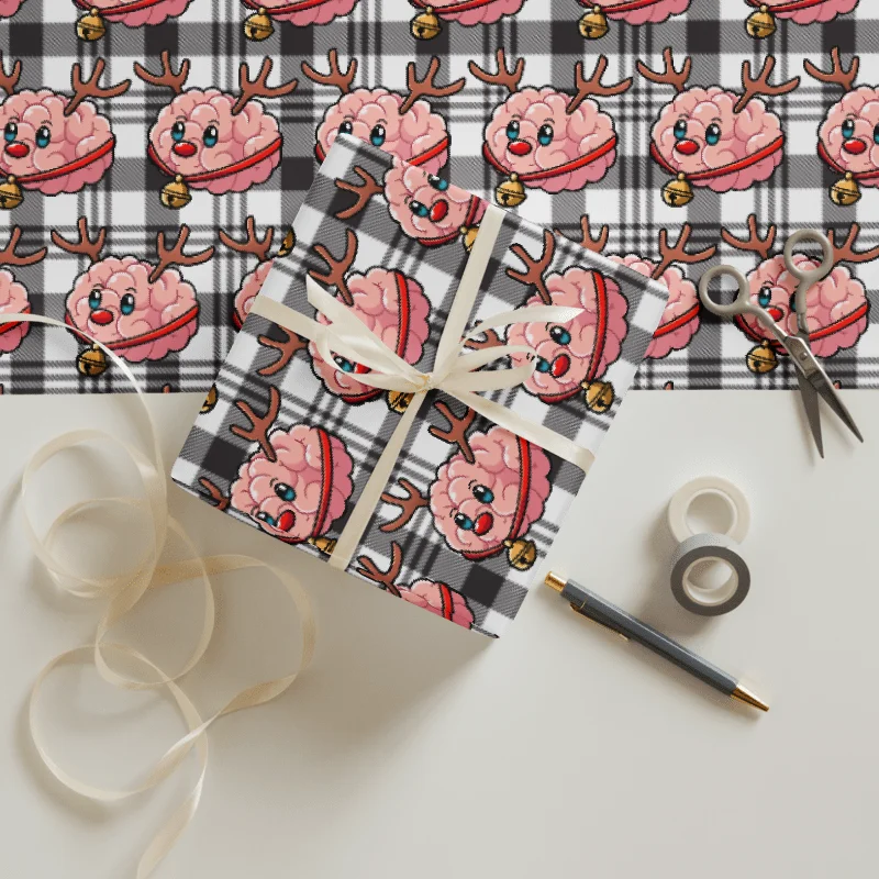 Santa Brain and BRAINdeer Wrapping Paper product image (6)
