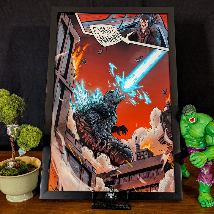 "Evasive Manuevers!" | Godzilla Art Print product image (1)